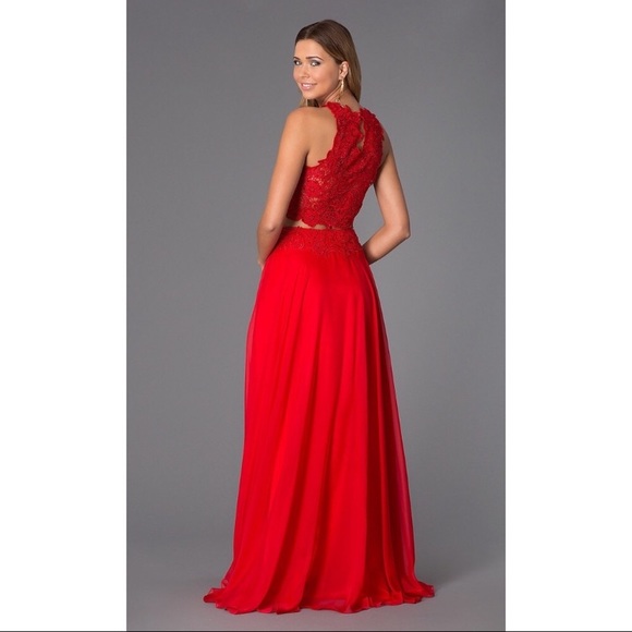 SOLD LOCALLY! Red two piece prom dress - Picture 2 of 7